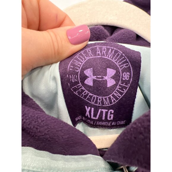 Under Armour Performance Half Zip Fleece Pullover Women XL Mock Neck Purple Cozy - Picture 4 of 8